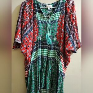 Colorful Bohemian Tunic Top, Velzera Brand Size Large